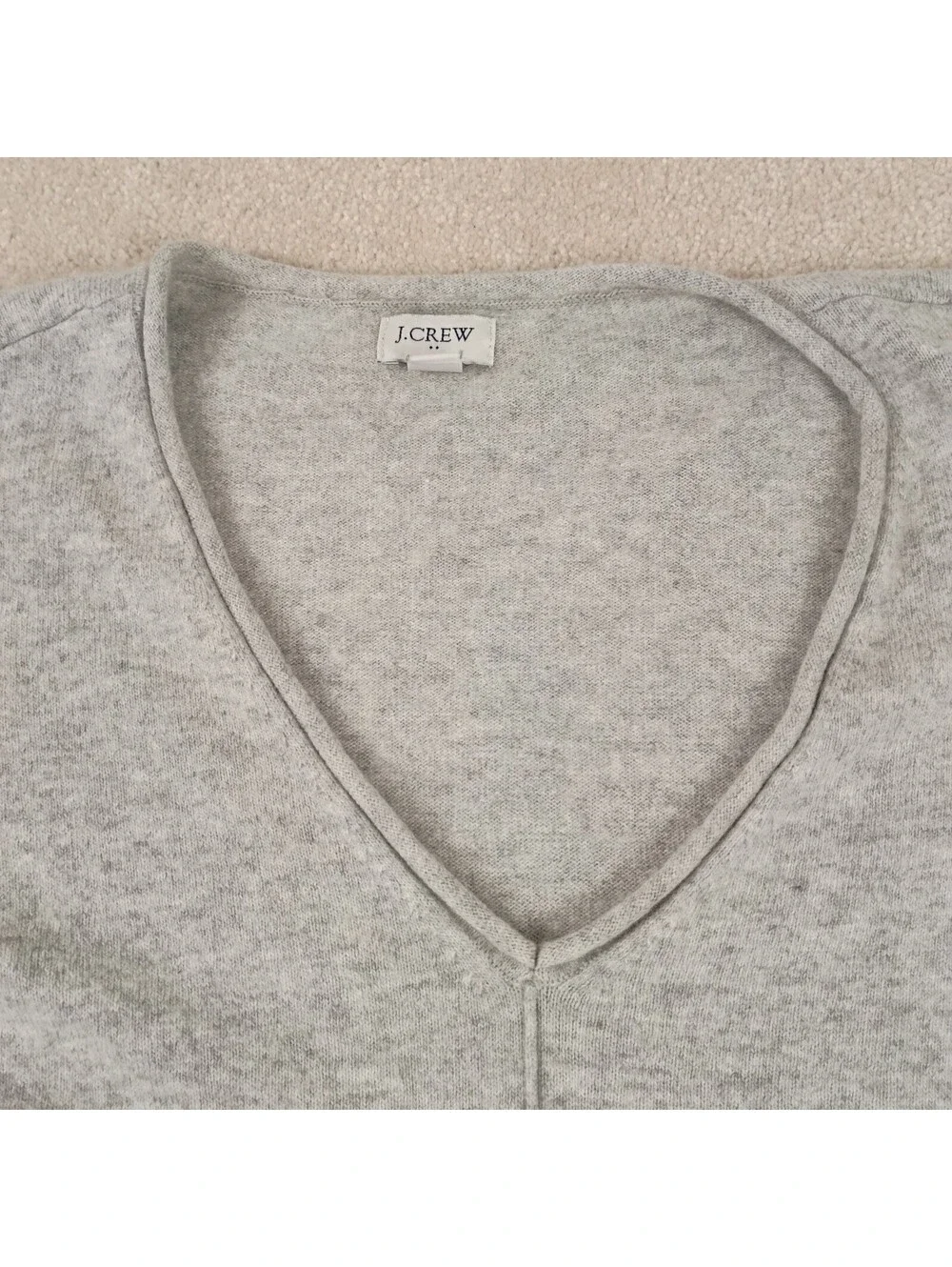 J.Crew Sweater Women Grey V-Neck Marled Wool Blend Textured Long Sleeve M